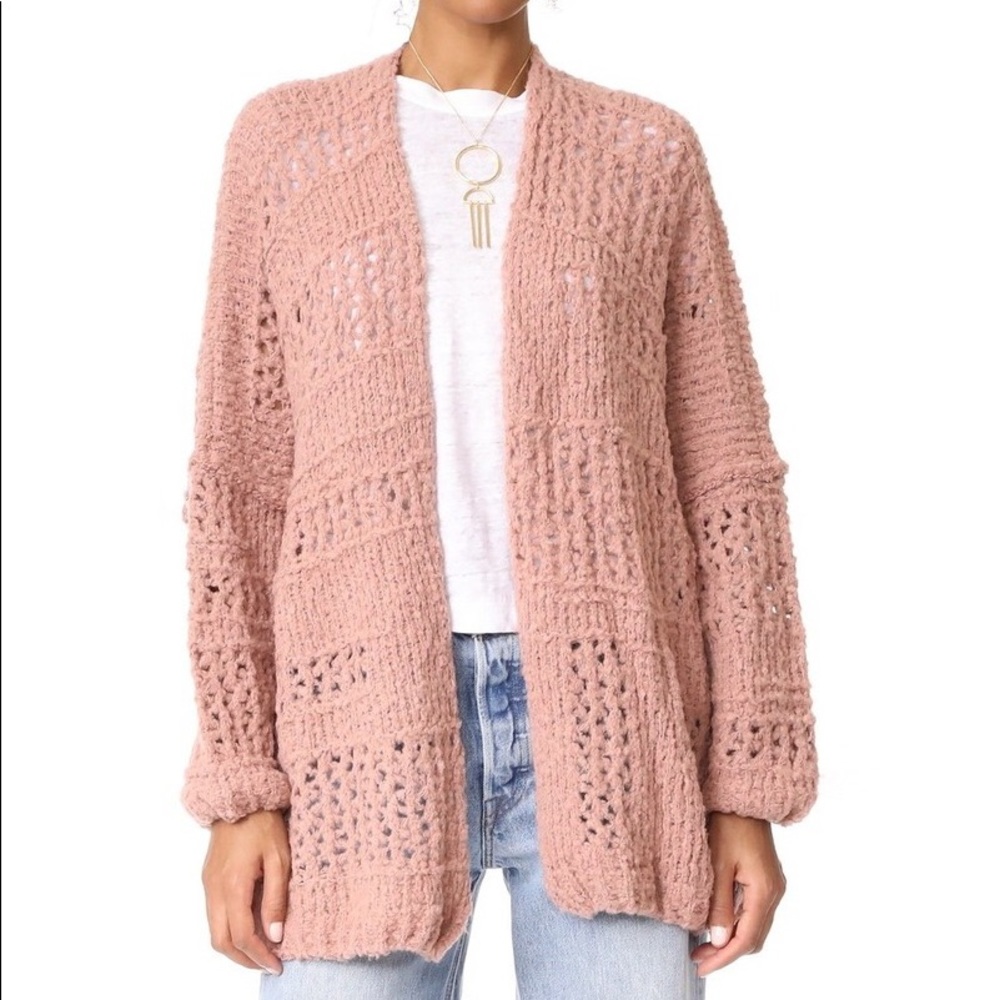Free People Blush Pink Open-Knit Cardigan